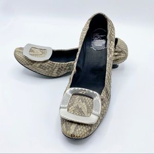 ROGER VIVIER Snakeskin Kitten Heel Loafer